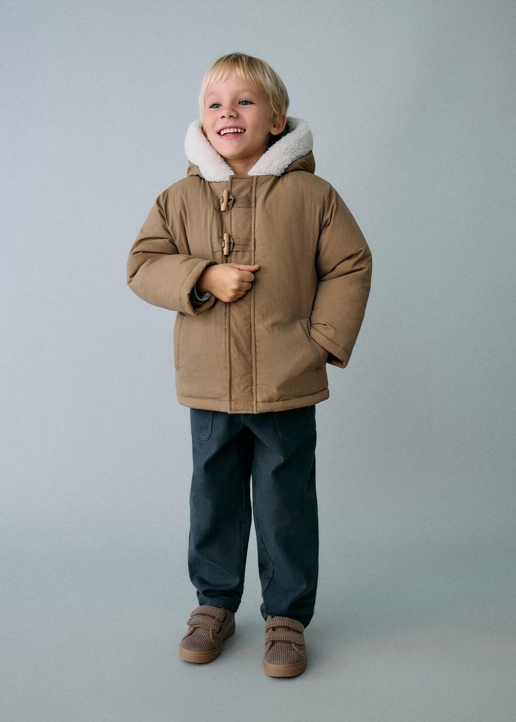 Brown Hooded Anorak With Buttons, Baby Boys, Light Pastel Brown, large image number 0