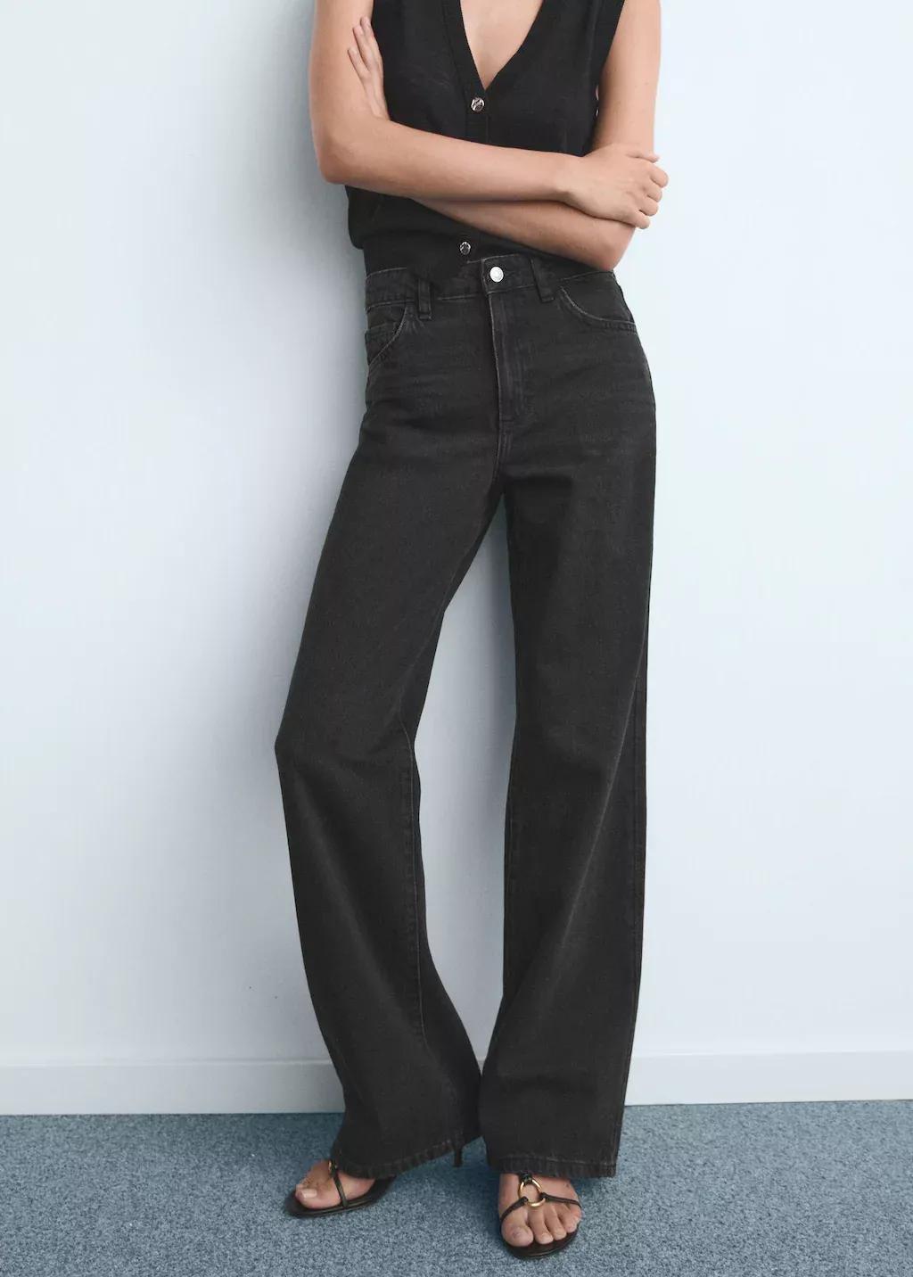 Grey Danila Wide Leg High-Rise Jeans, , large image number 0