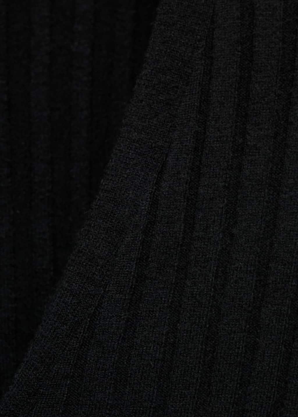 Black Fine Rib Knit Cardigan, Black, medium