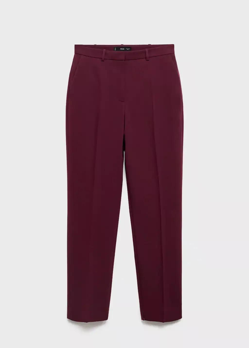 Red Straight Suit Trousers, , large image number 0