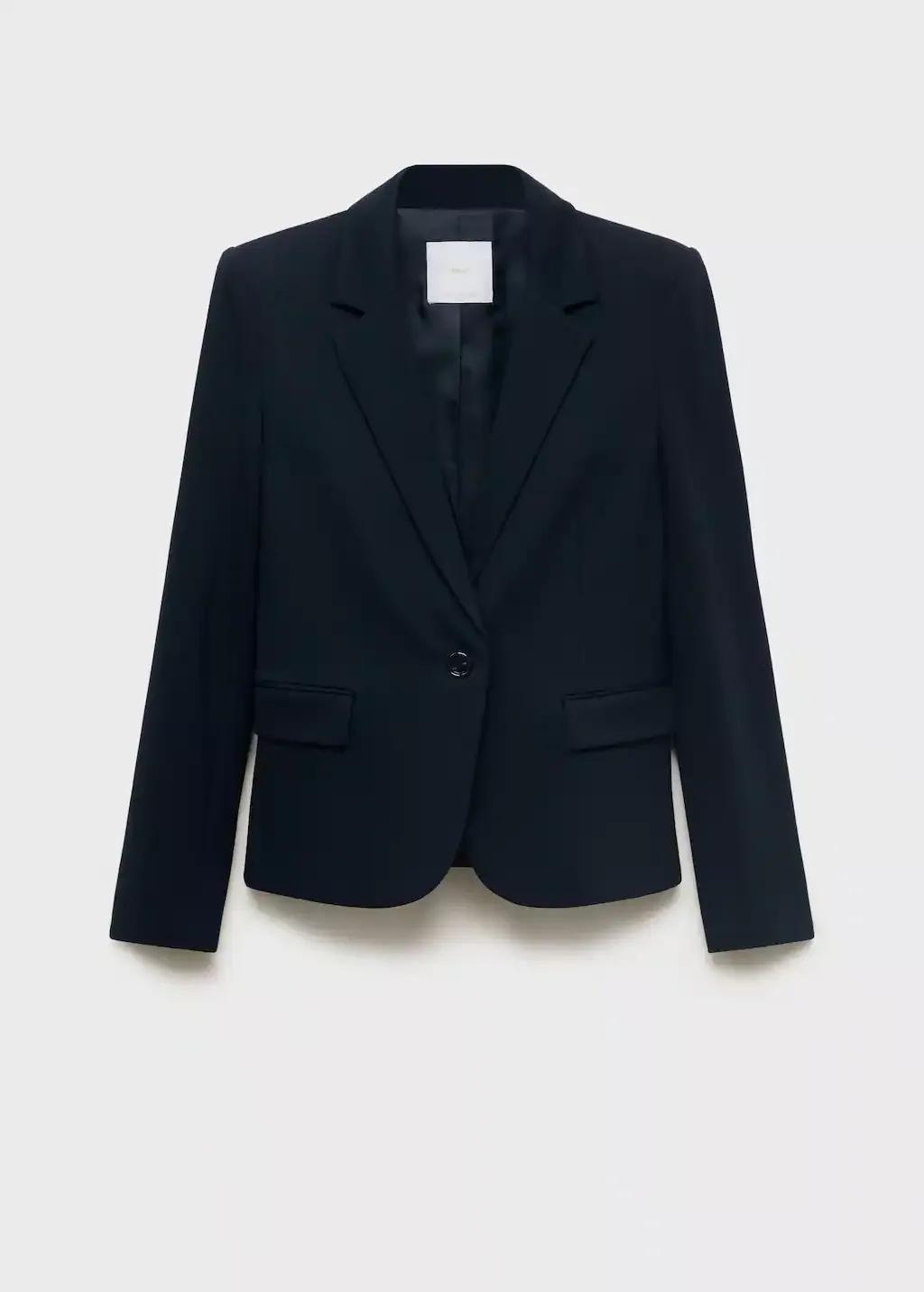 Navy Fitted Suit Jacket, , large image number 3