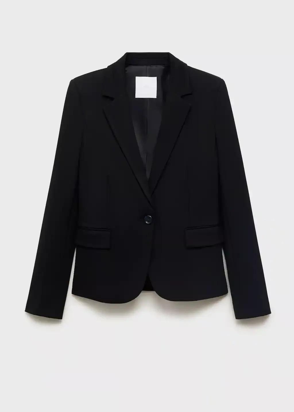 Black Fitted Suit Jacket, , large image number 3