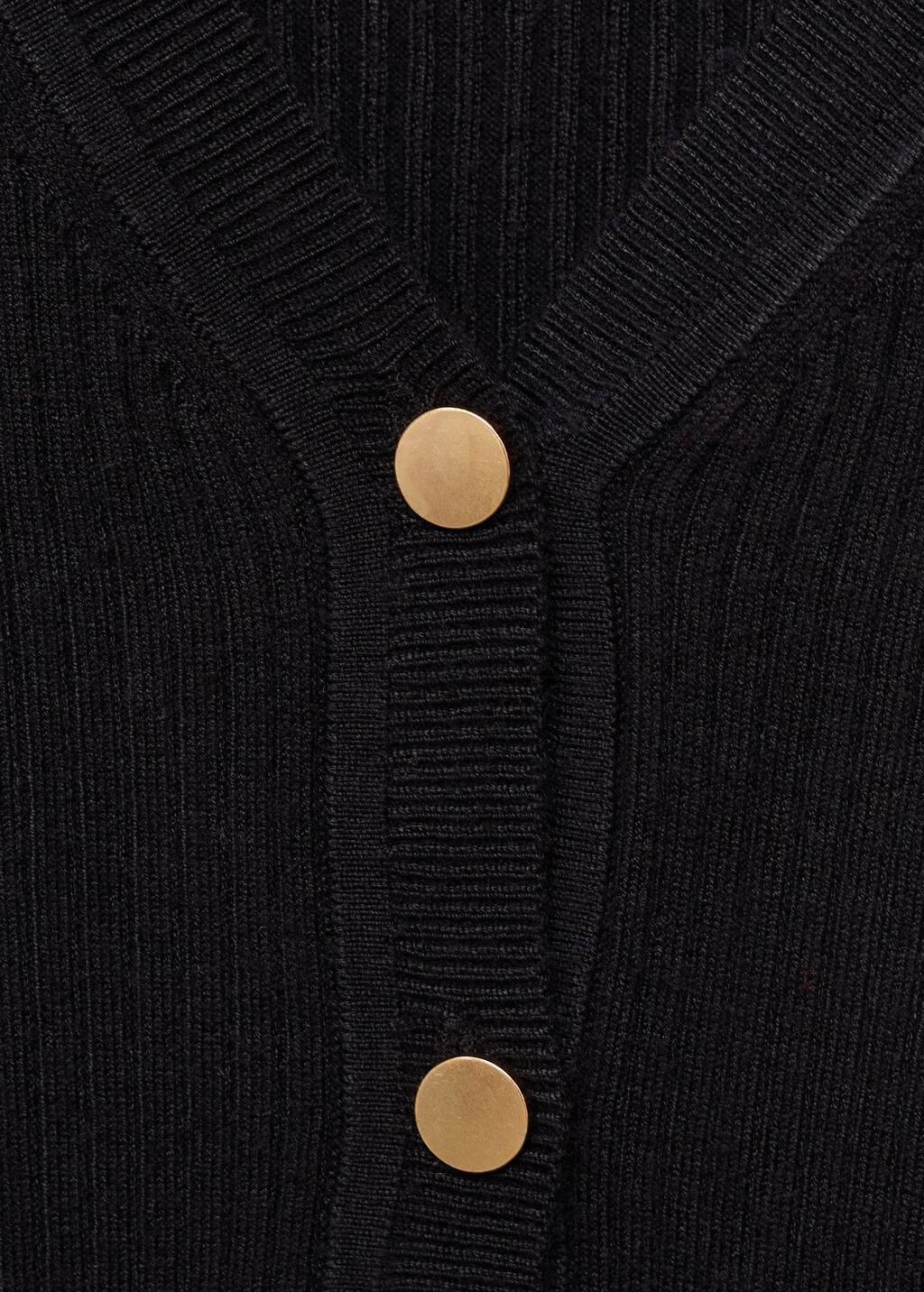 Black Ribbed Buttoned Cardigan, , large image number 1