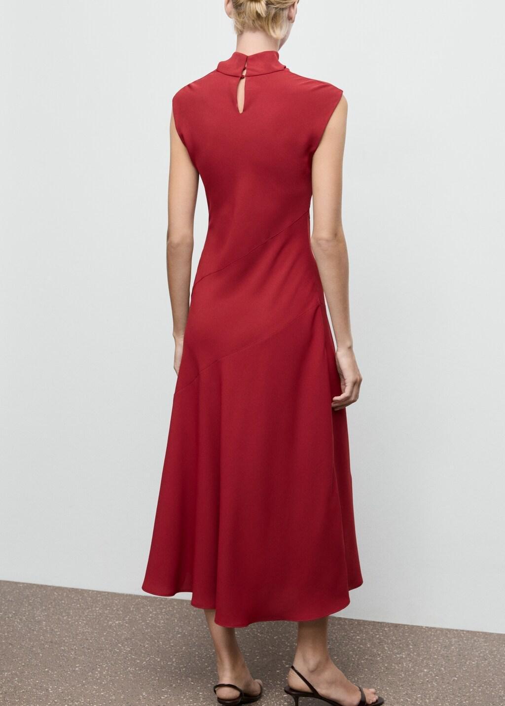 Red A-Line Turtleneck Dress, Red, large image number 2