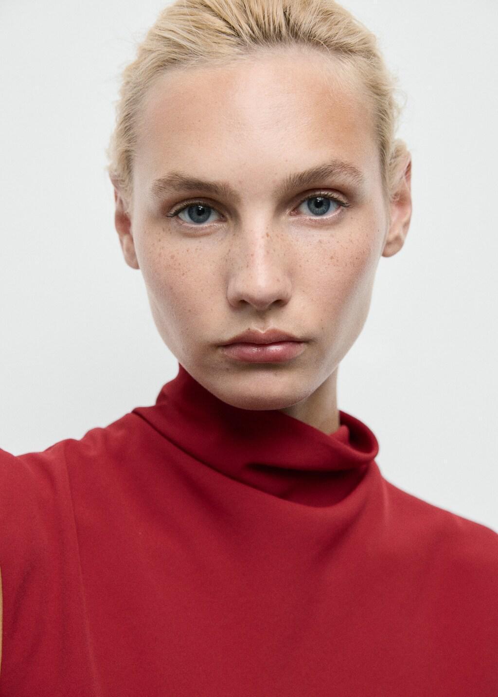 Red A-Line Turtleneck Dress, Red, large image number 4