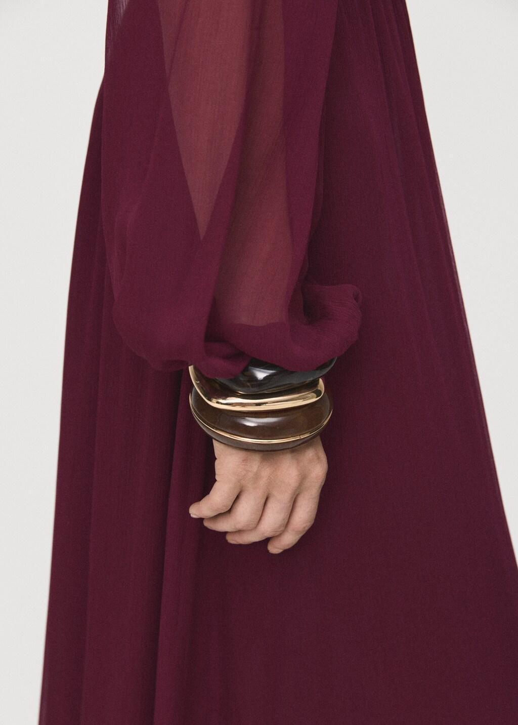 Red Strapless Dress With Ruffles, Dark Red, large image number 6