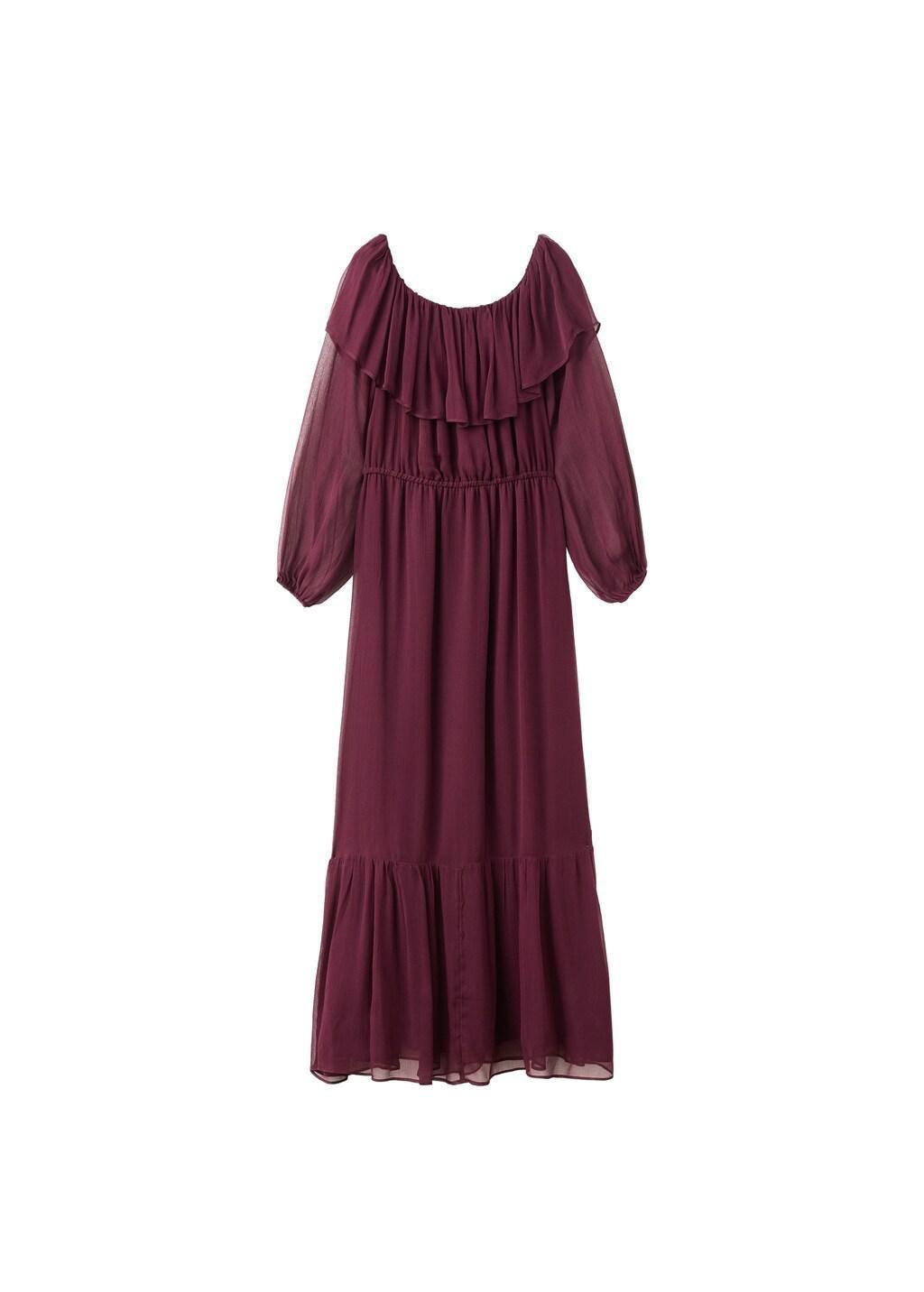 Red Strapless Dress With Ruffles, Dark Red, large image number 7