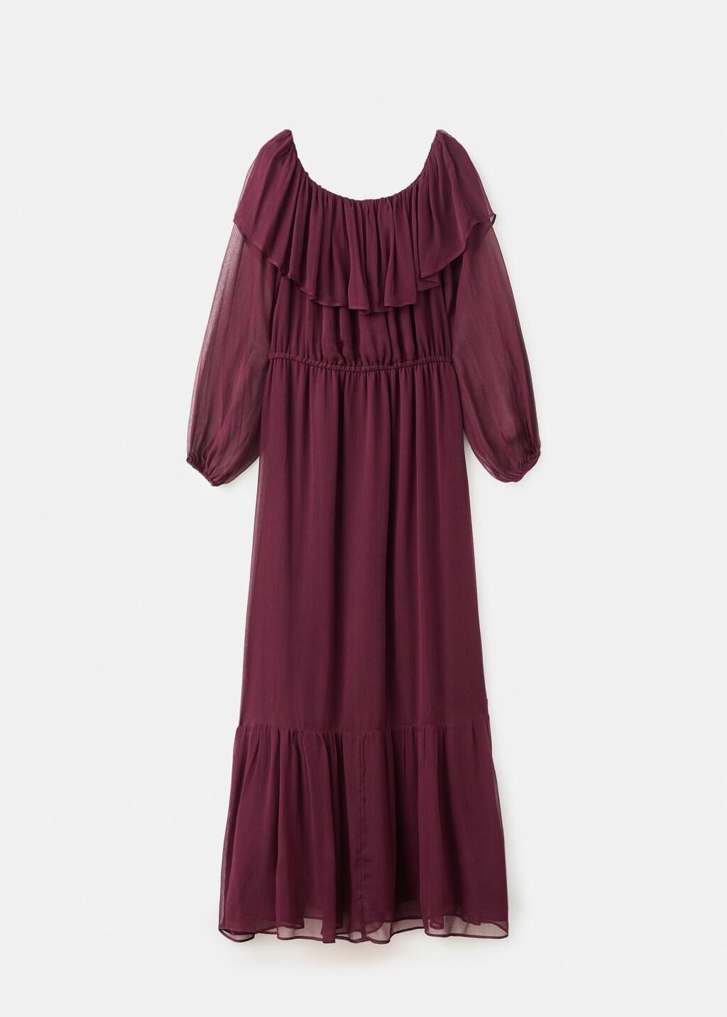 Red Strapless Dress With Ruffles, Dark Red, large image number 8