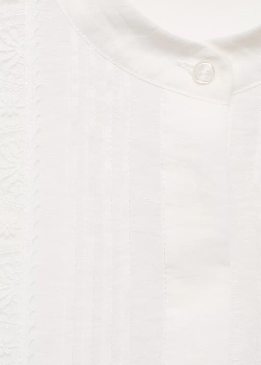 Beige Blouse With Lace Trim Details, Light Beige, medium