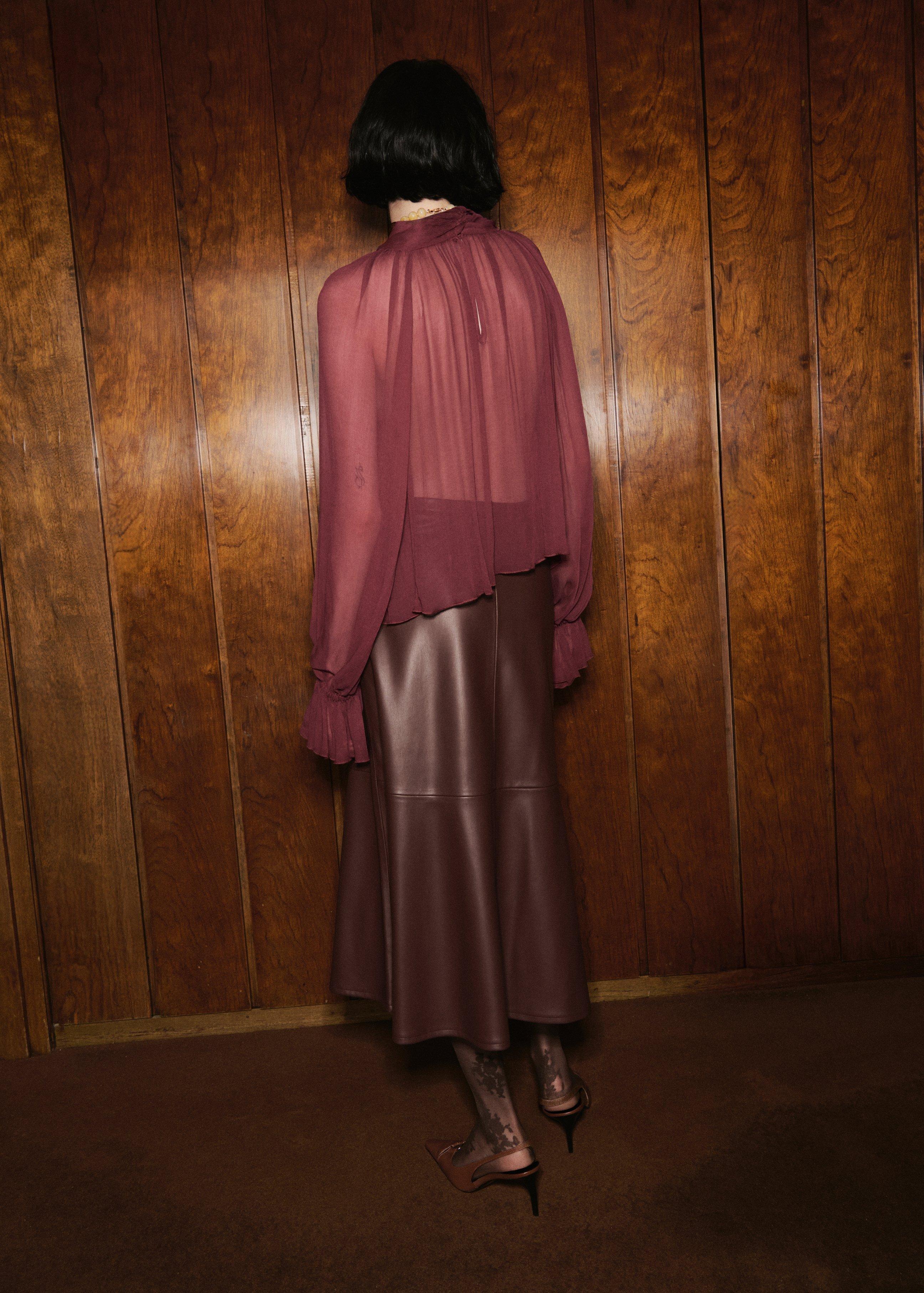 Red Semi-Transparent Blouse With Foulard, , large image number 2