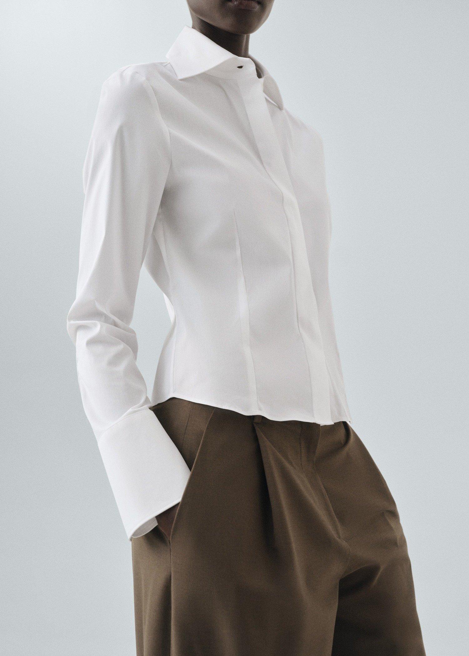 White Fitted Poplin Shirt, , large image number 2