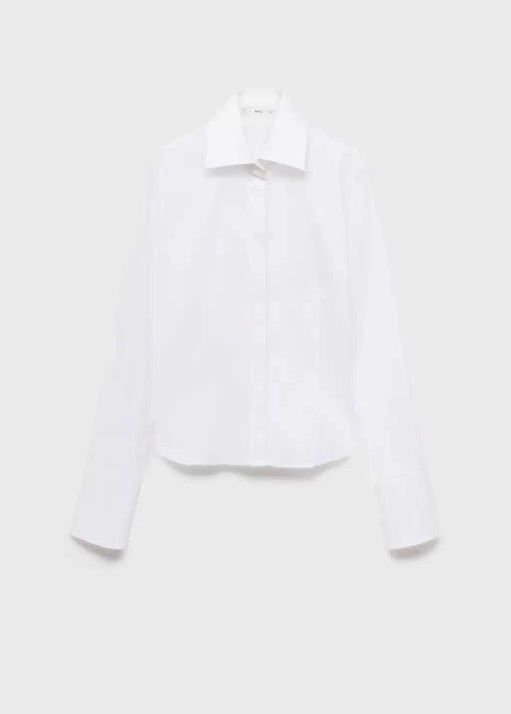 White Fitted Poplin Shirt, White, large image number 4