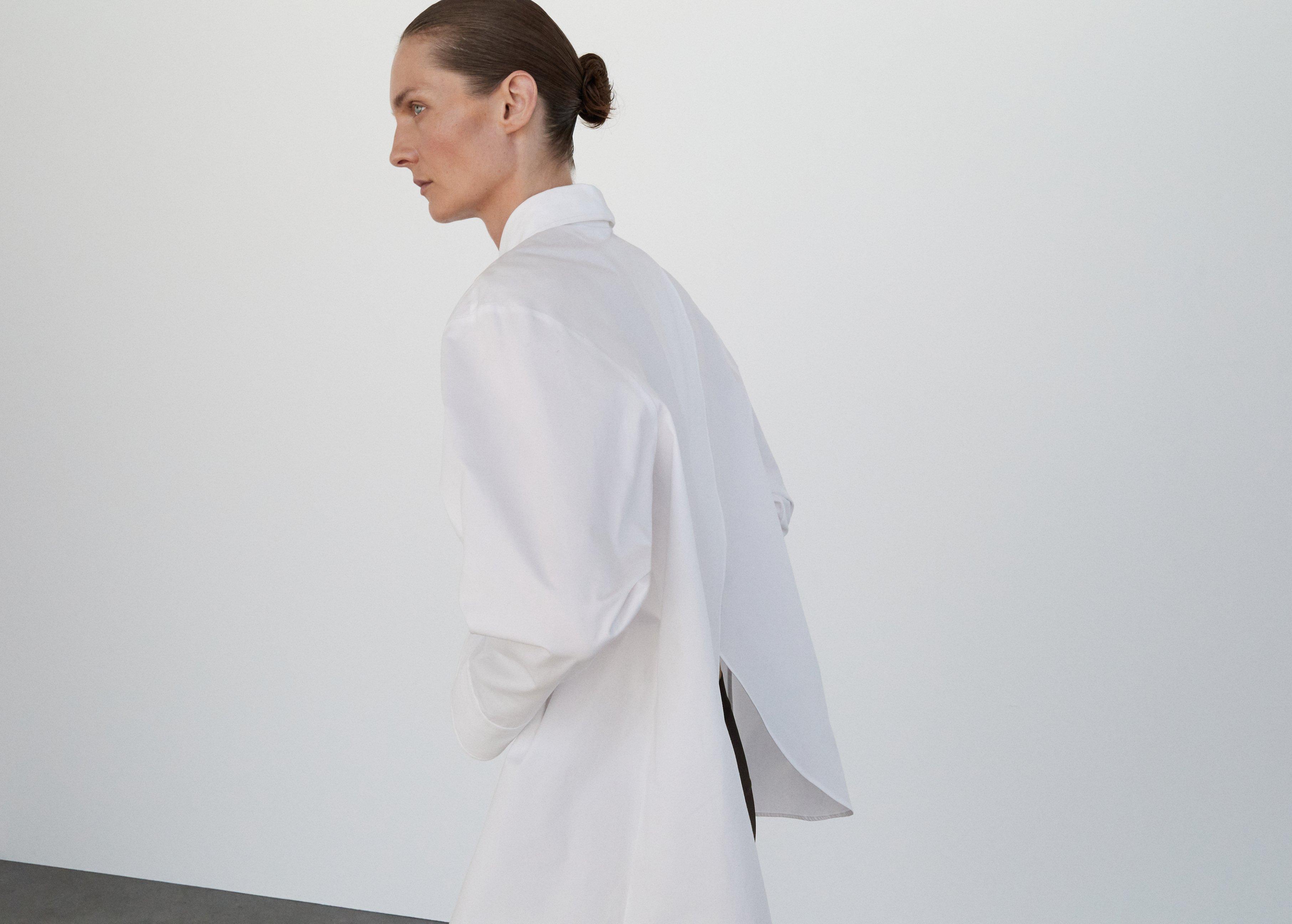 White Oversized Shirt With Crossed Back, 0201_01, large image number 4