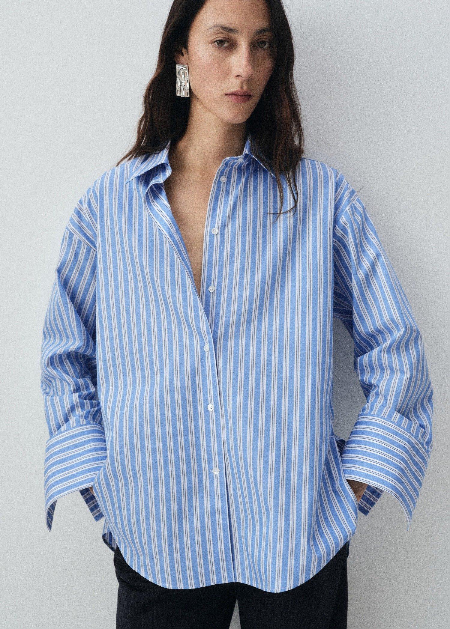 Blue Lt Pastel Oversize Poplin Shirt, , large image number 0