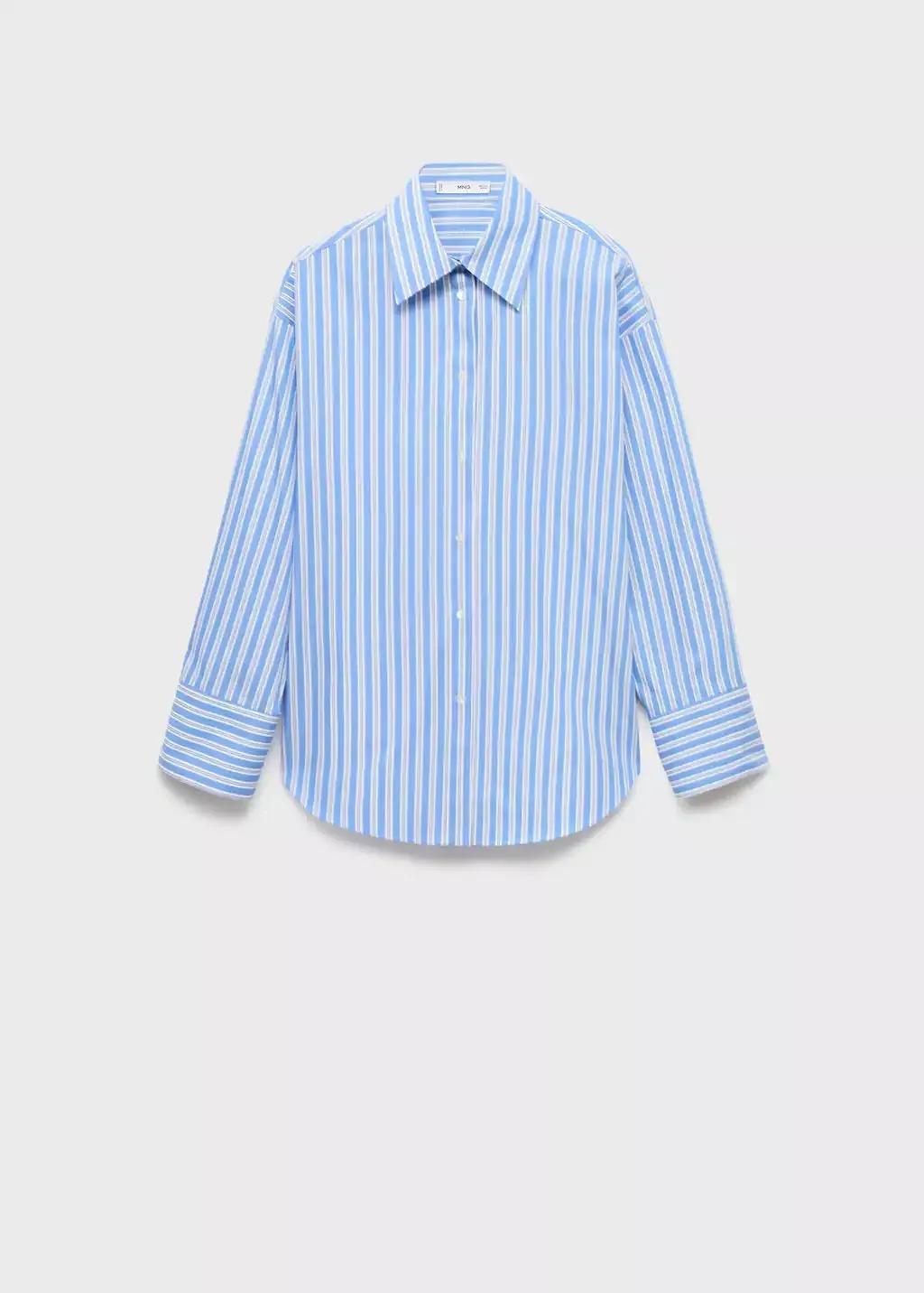 Blue Lt Pastel Oversize Poplin Shirt, , large image number 4