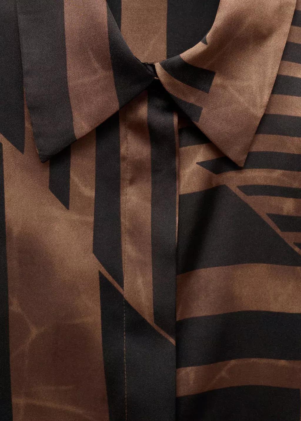 Brown Striped Satin Blouse, Brown, medium