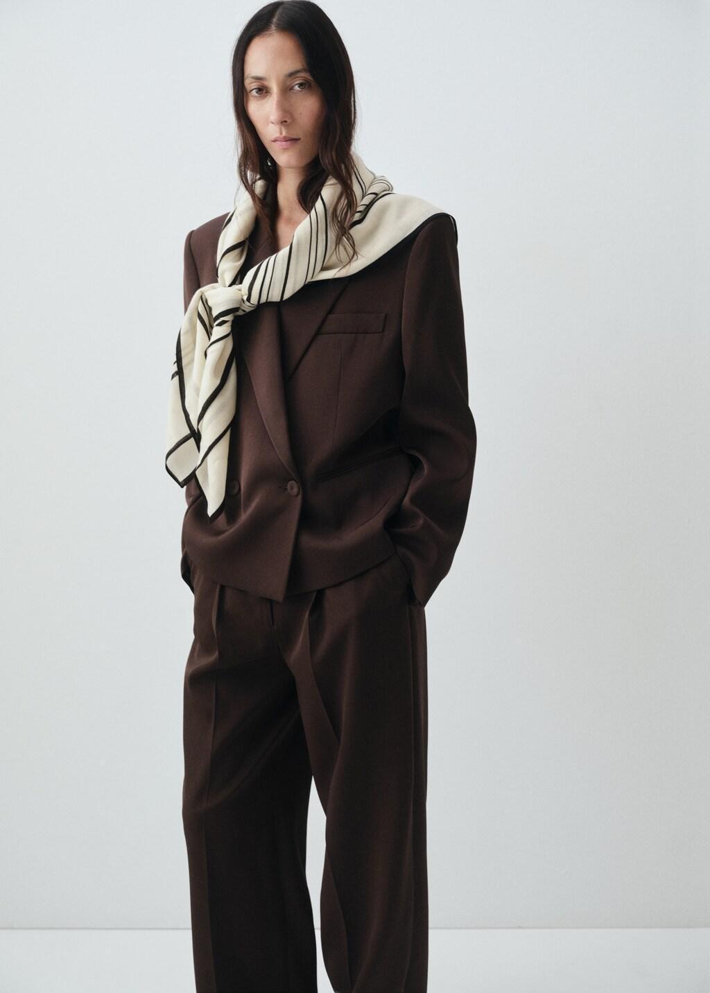 Beige Wool Geometric Print Fular, 0201_05, medium