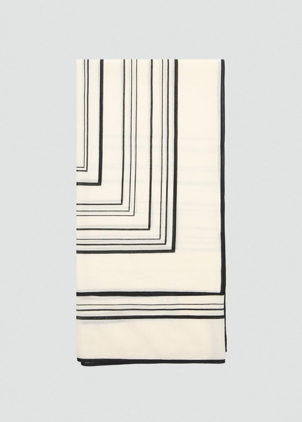 Beige Wool Geometric Print Fular, 0201_05, large image number 4