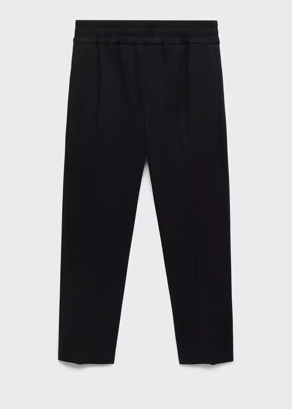 Black Jogger Trousers With Elastic Waist, Black, large image number 0