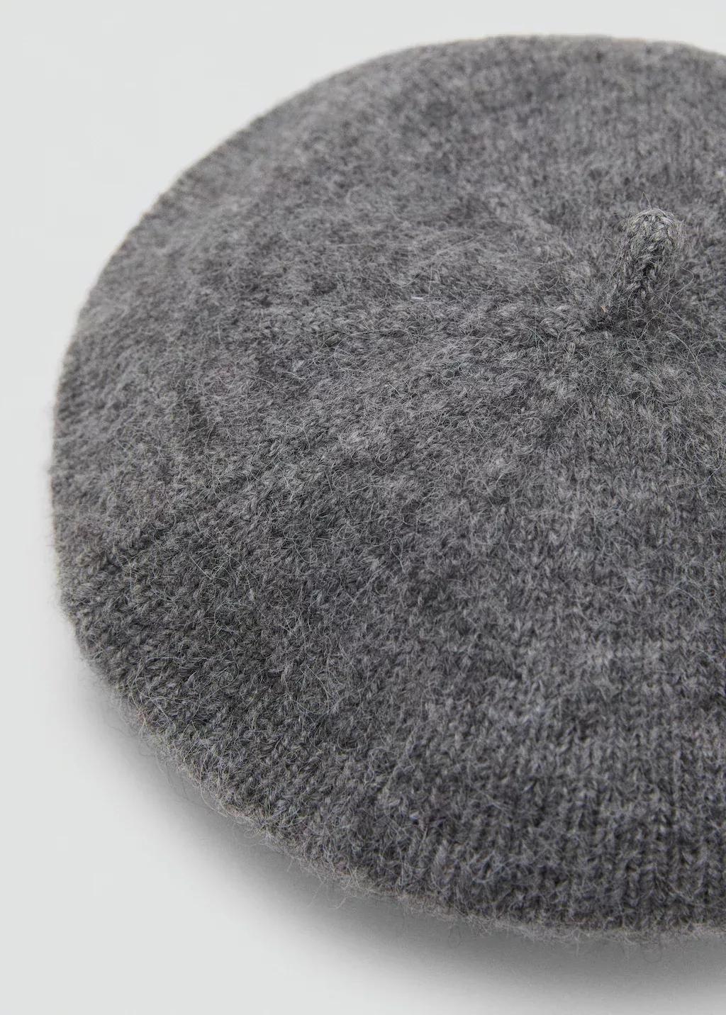 Grey Striped Beret, Medium Grey, large image number 0