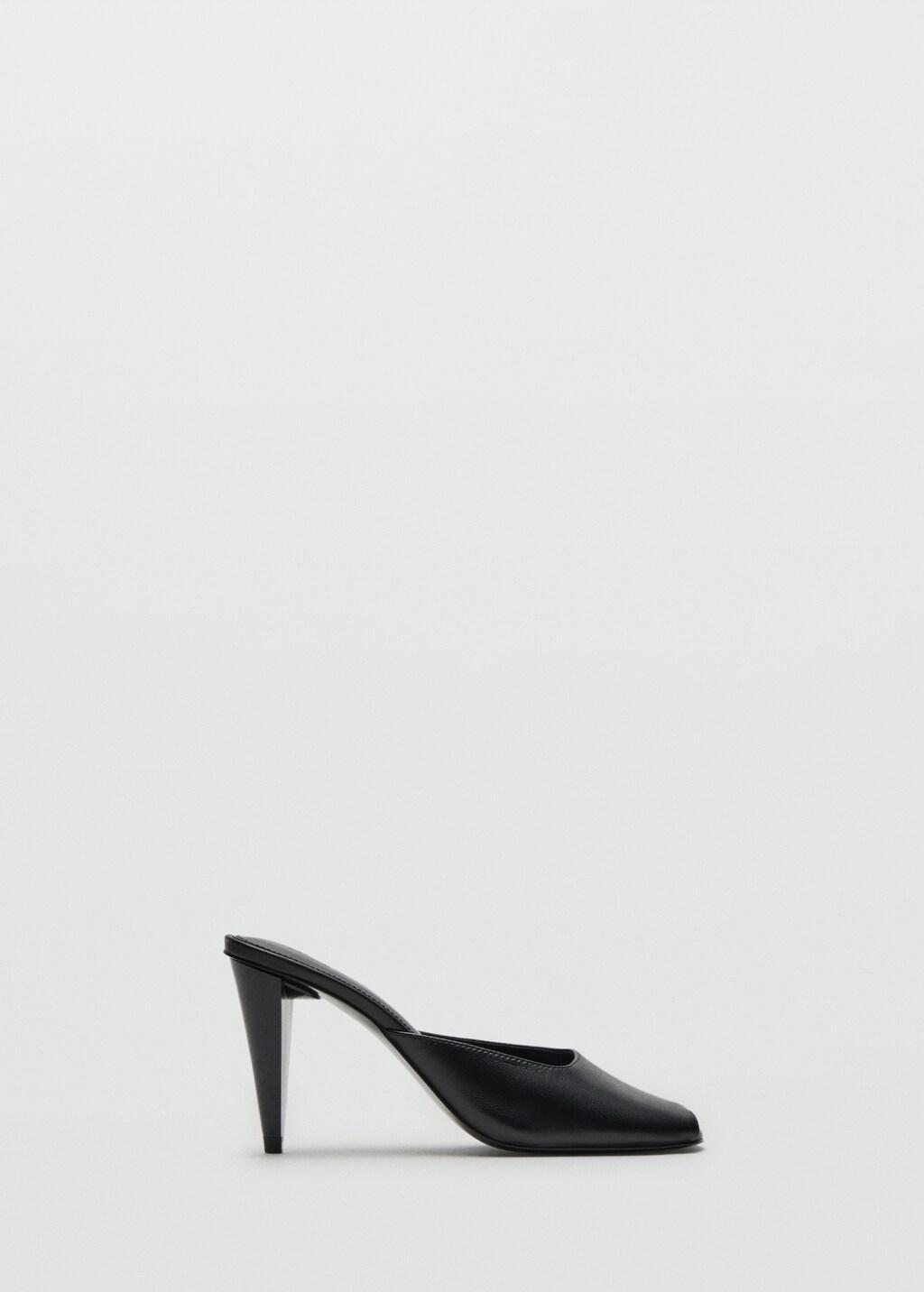 Black 100% Leather Shoe With Open Toe, , large image number 5
