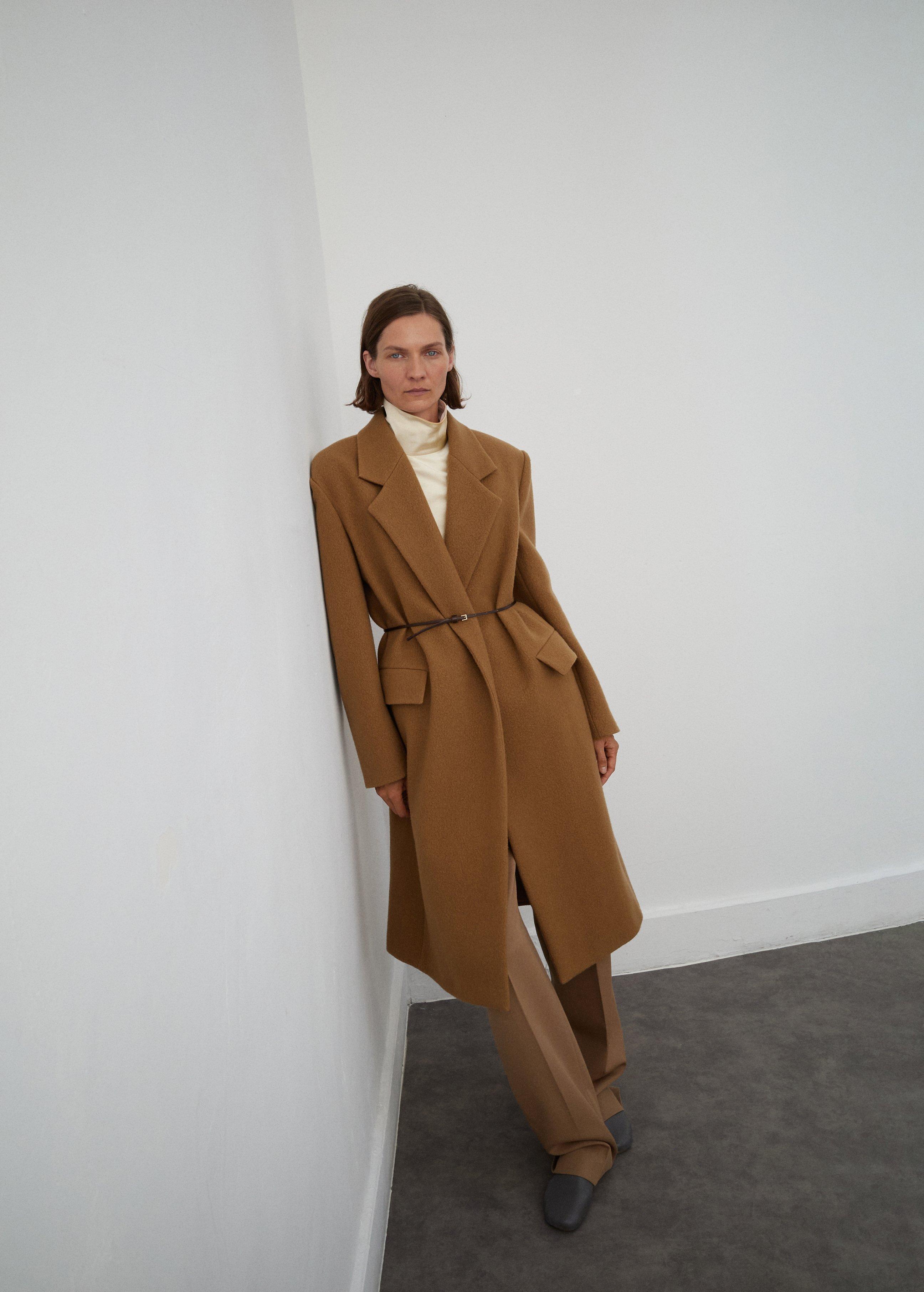Brown Lapels Wool Coat, , large image number 0