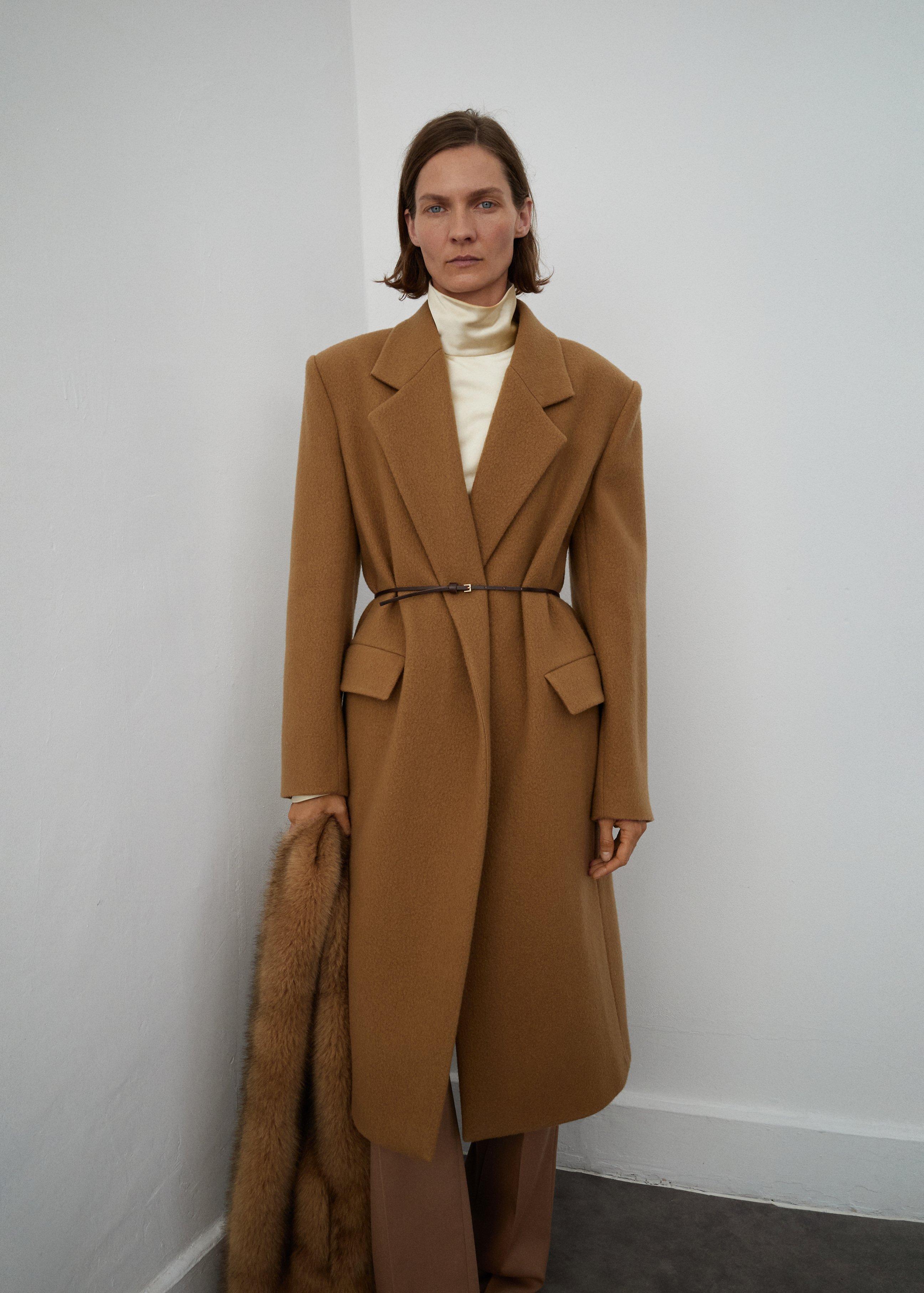 Brown Lapels Wool Coat, , large image number 4