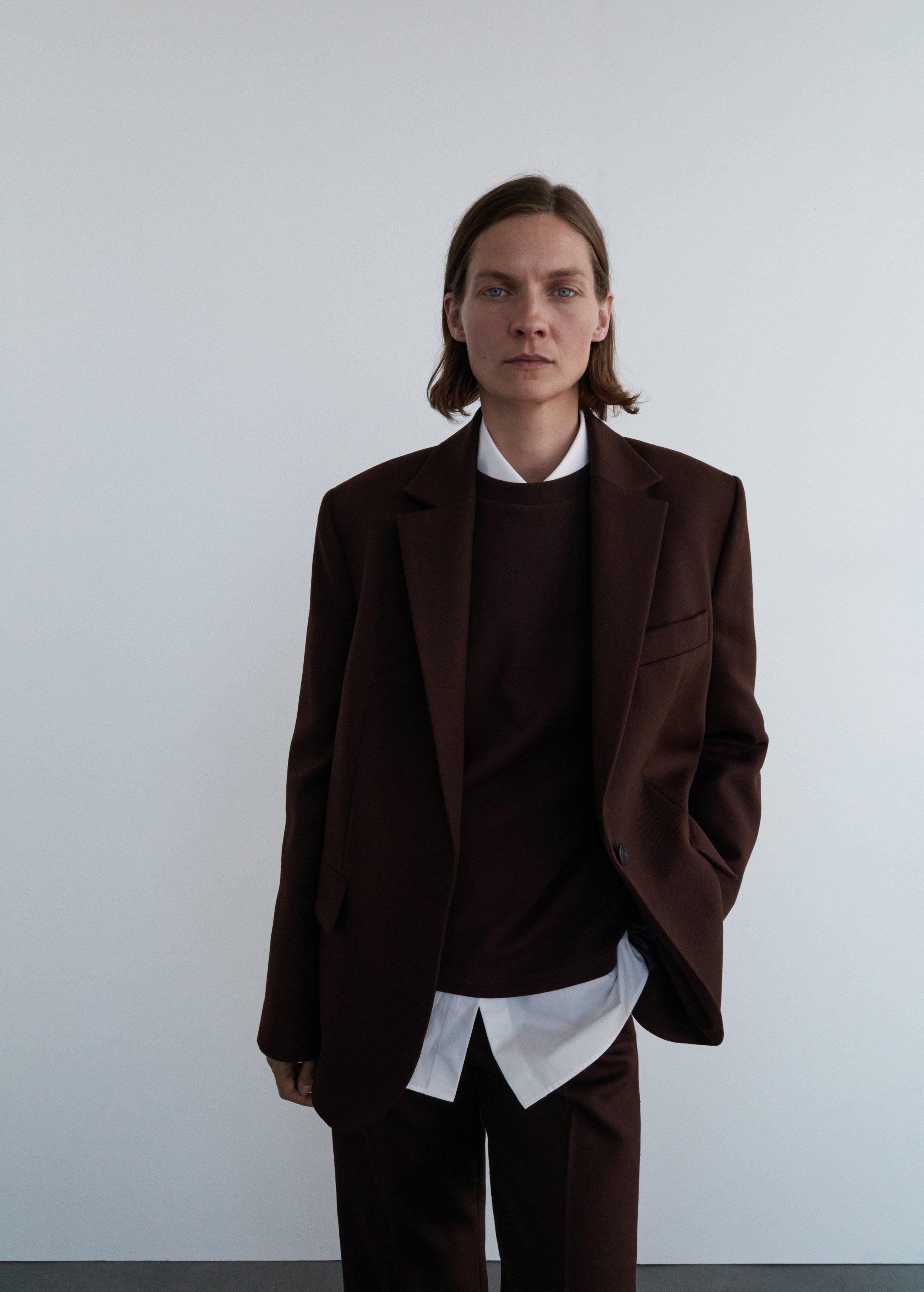 Brown Collared Blazer Suit, , large image number 0
