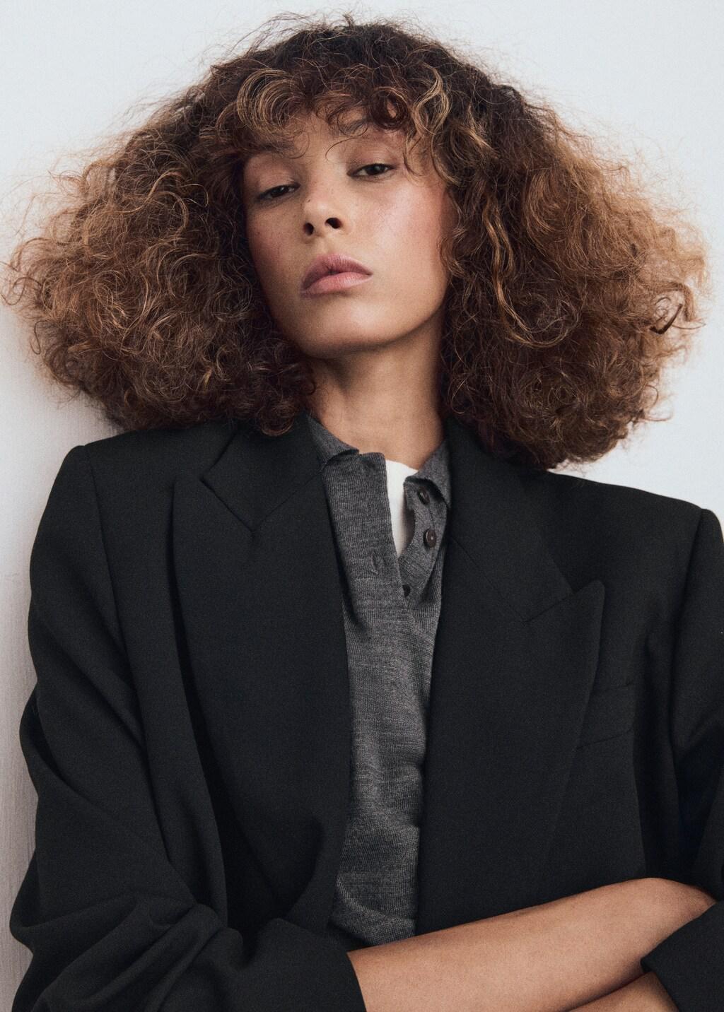 Black Suit Blazer With Flap Pockets, Black, large image number 4