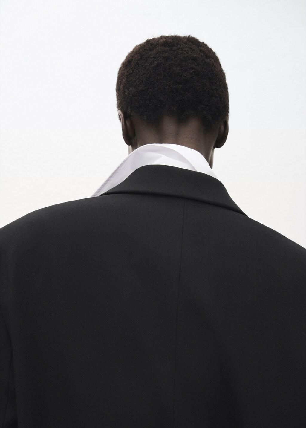 Black Suit Blazer With Flap Pockets, Black, large image number 6