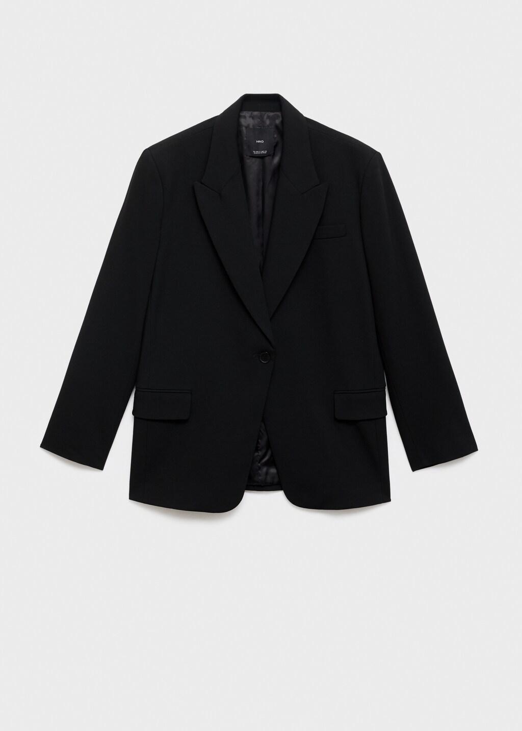 Black Suit Blazer With Flap Pockets, Black, large image number 8