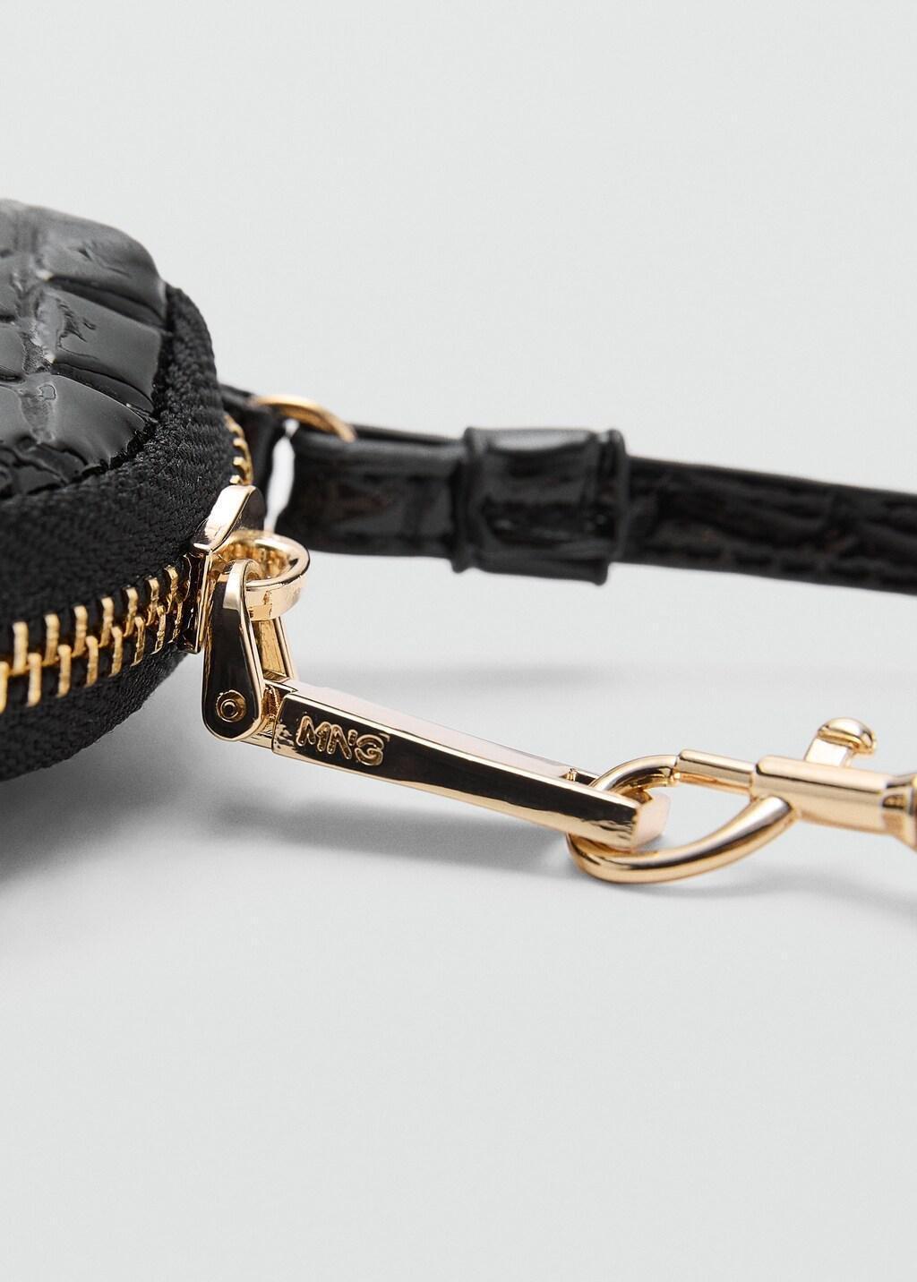 Black Shiny Glitter Coconut Keychain Wallet, Black, large image number 1