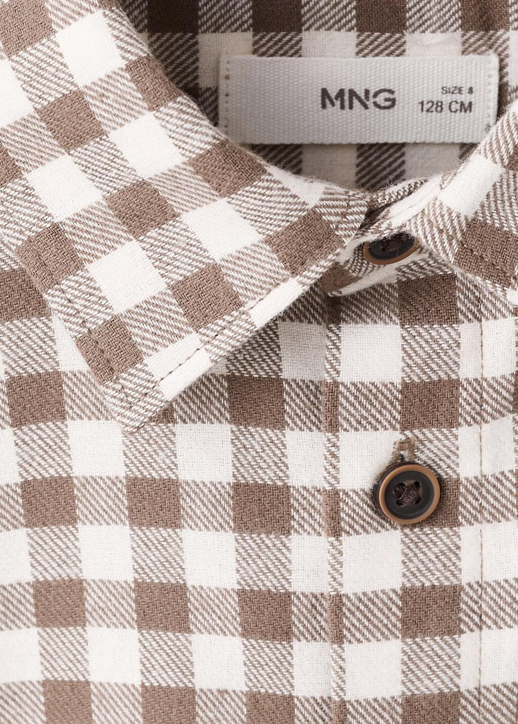 Brown Checked Print Shirt, Kids Boy, Brown, medium