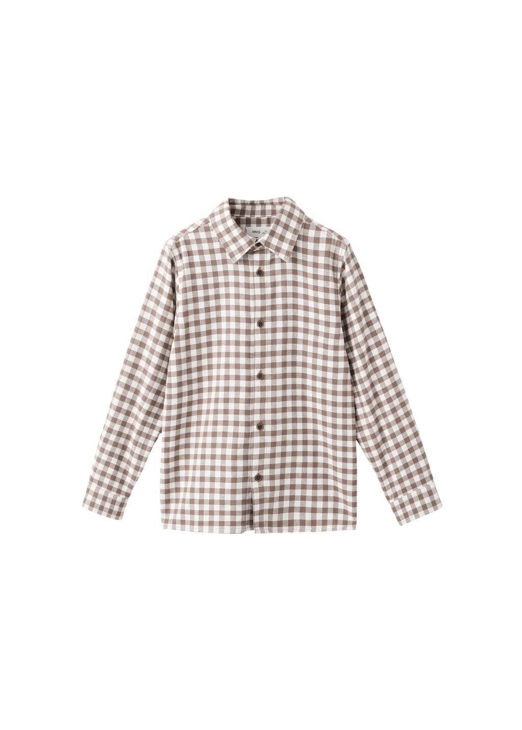Brown Checked Print Shirt, Kids Boy, Brown, large image number 7