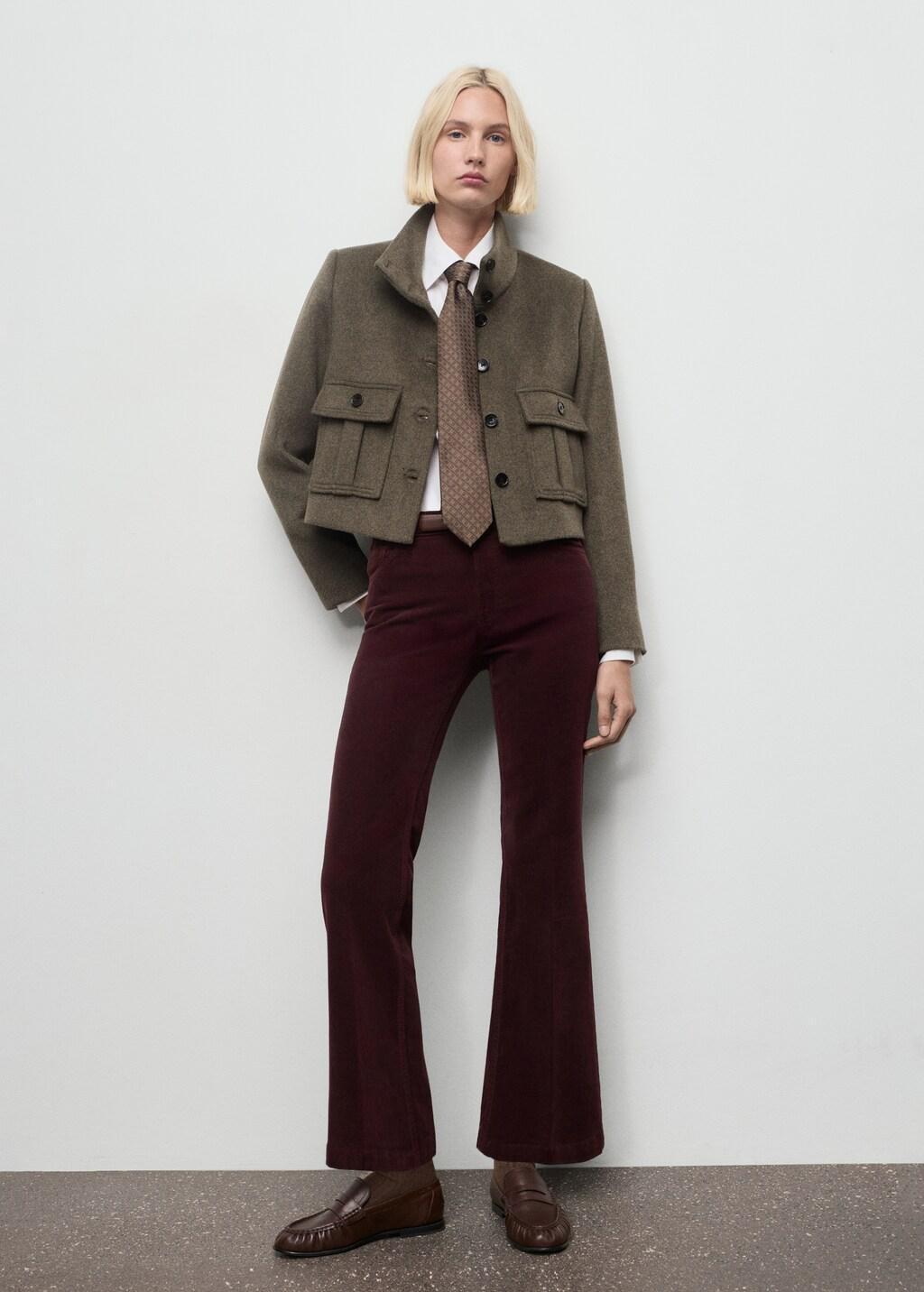 Red Corduroy Flared Jeans, 0201_77, large image number 0