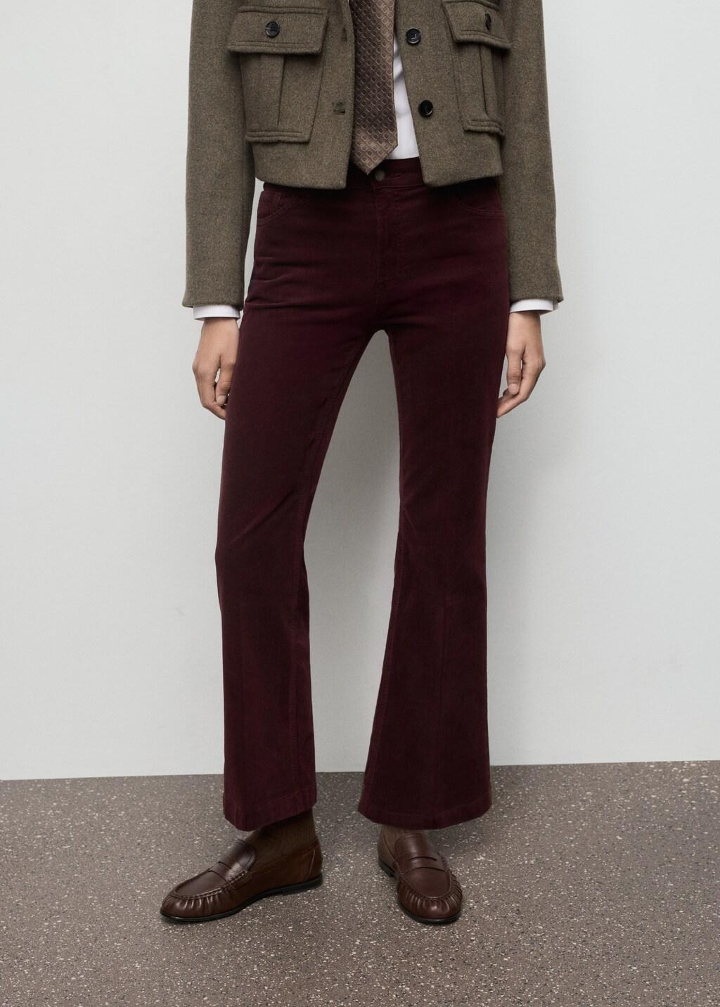 Red Corduroy Flared Jeans, 0201_77, large image number 3