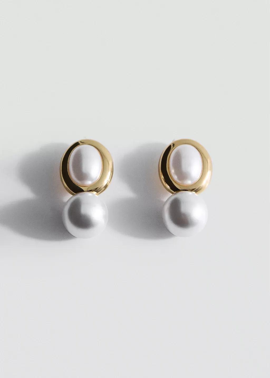GOLD Combined pearl earrings, 0201_OR, large image number 1
