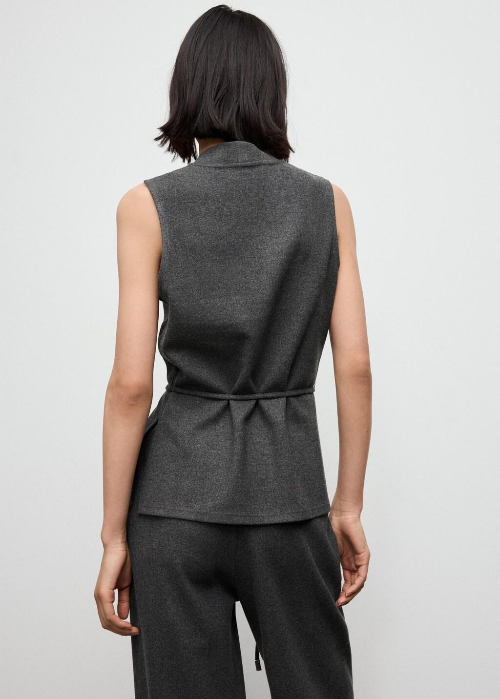 Grey Turtleneck Top With Belt, Medium Grey, large image number 2