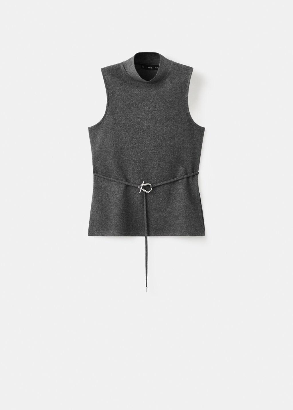 Grey Turtleneck Top With Belt, Medium Grey, large image number 6