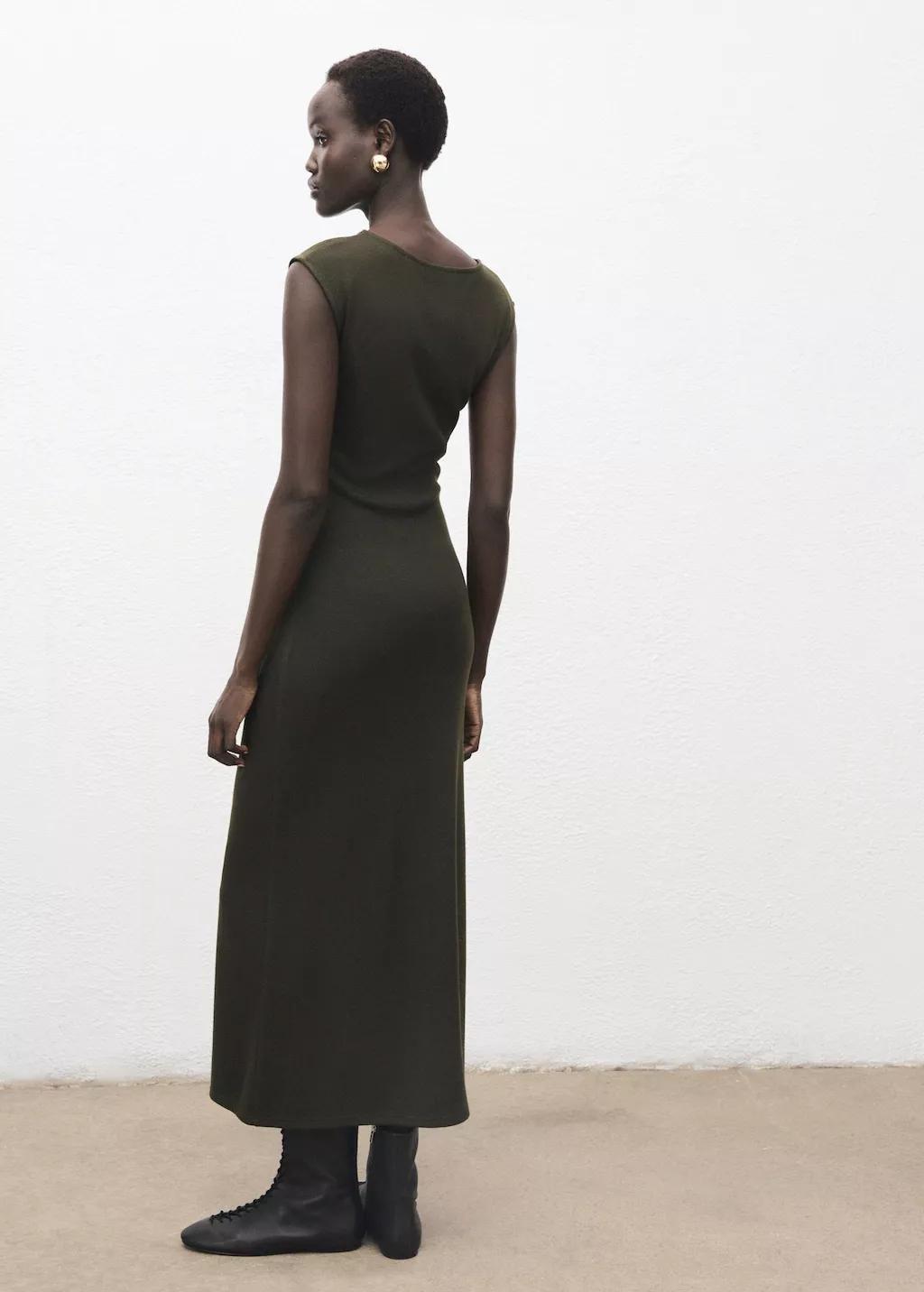 Khaki Ruched Fitted Dress, 0201_37, large image number 2