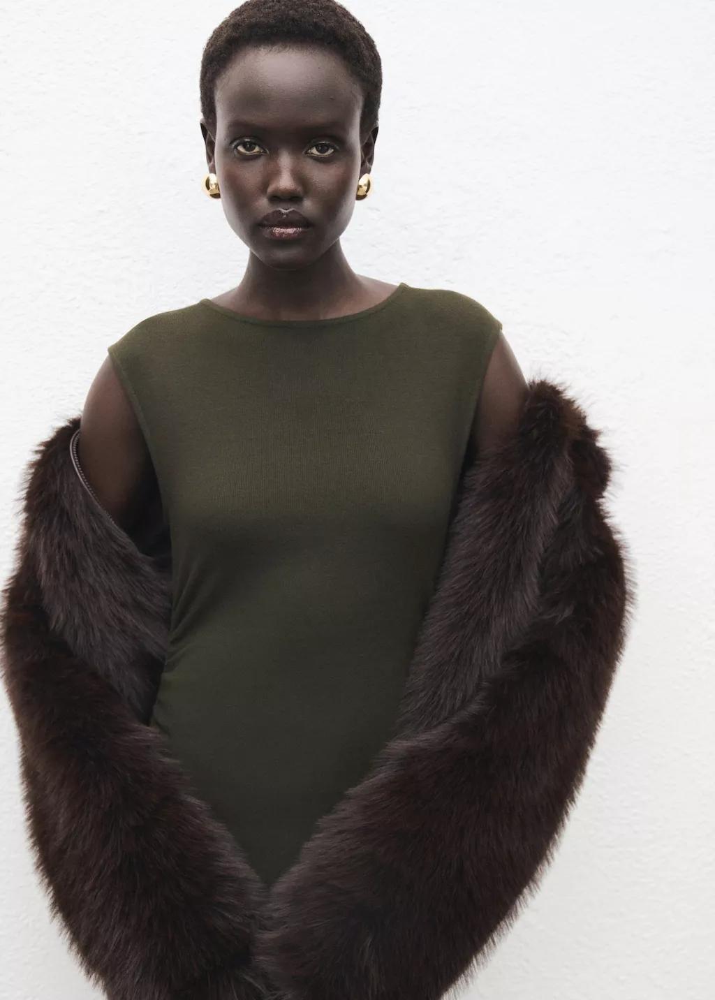 Khaki Ruched Fitted Dress, 0201_37, large image number 3