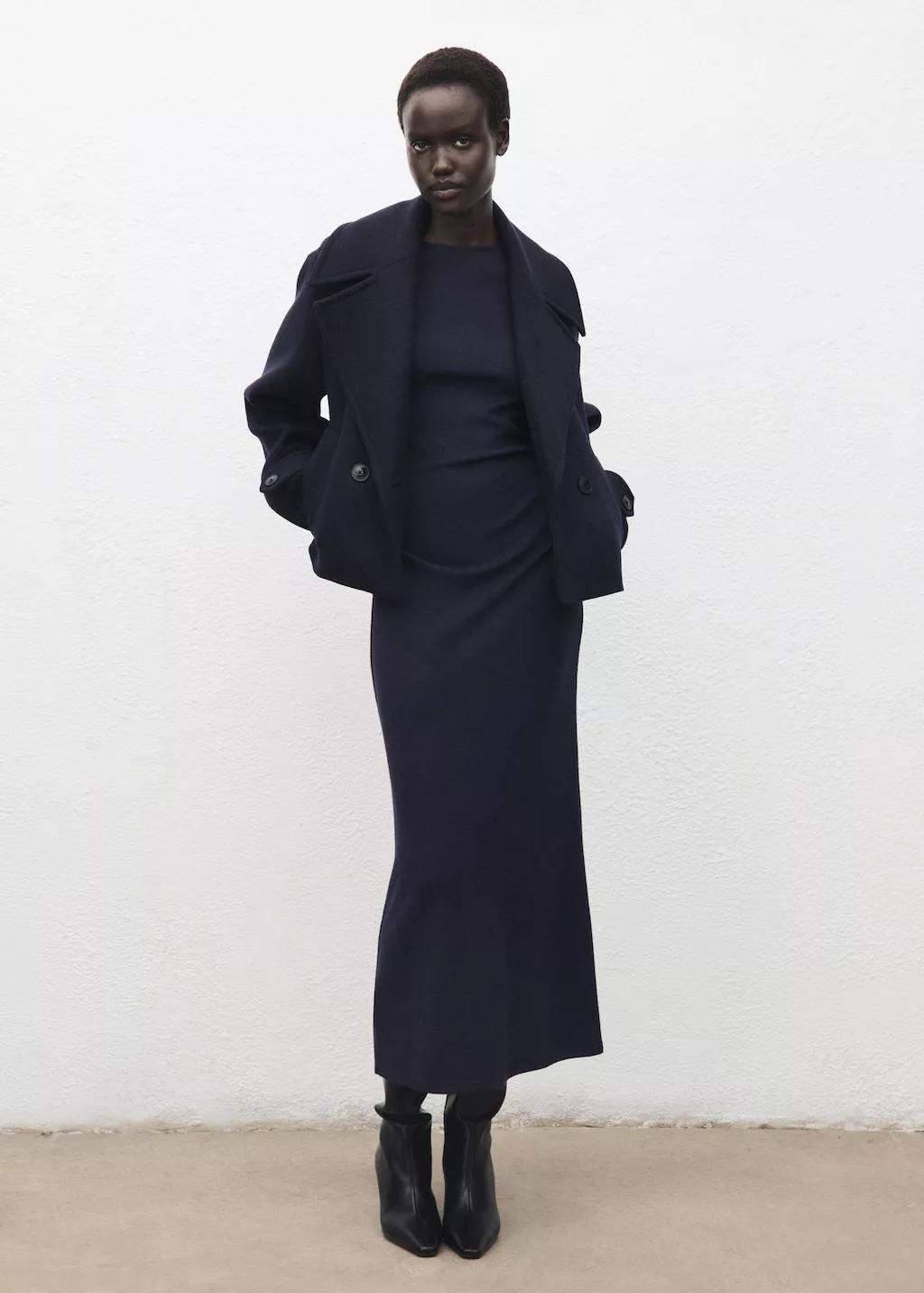 NAVY Fine-knit dress with gathered sides, 0201_56, large image number 0