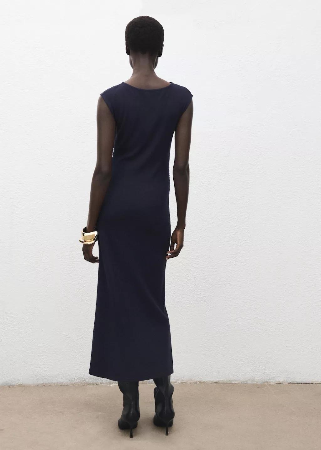 NAVY Fine-knit dress with gathered sides, 0201_56, large image number 2