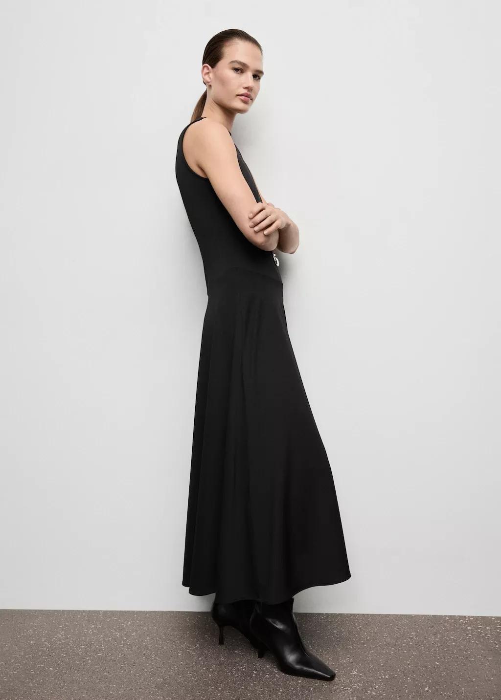 BLACK Pleated A-line dress, 0201_99, large image number 0