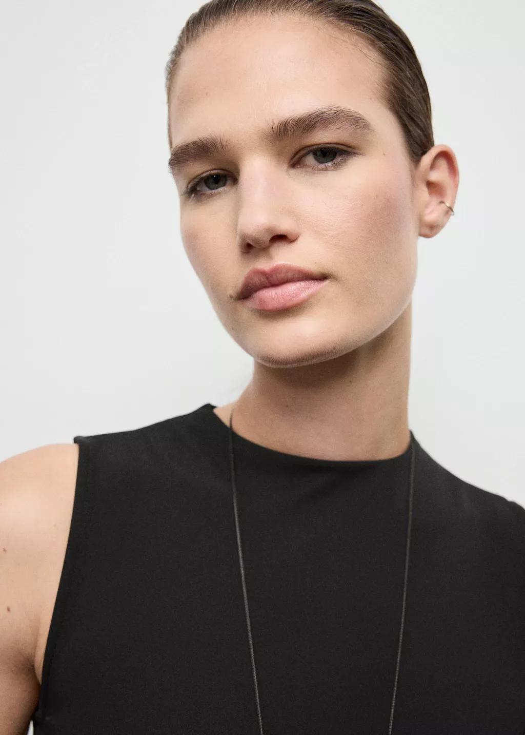 BLACK Pleated A-line dress, 0201_99, large image number 4