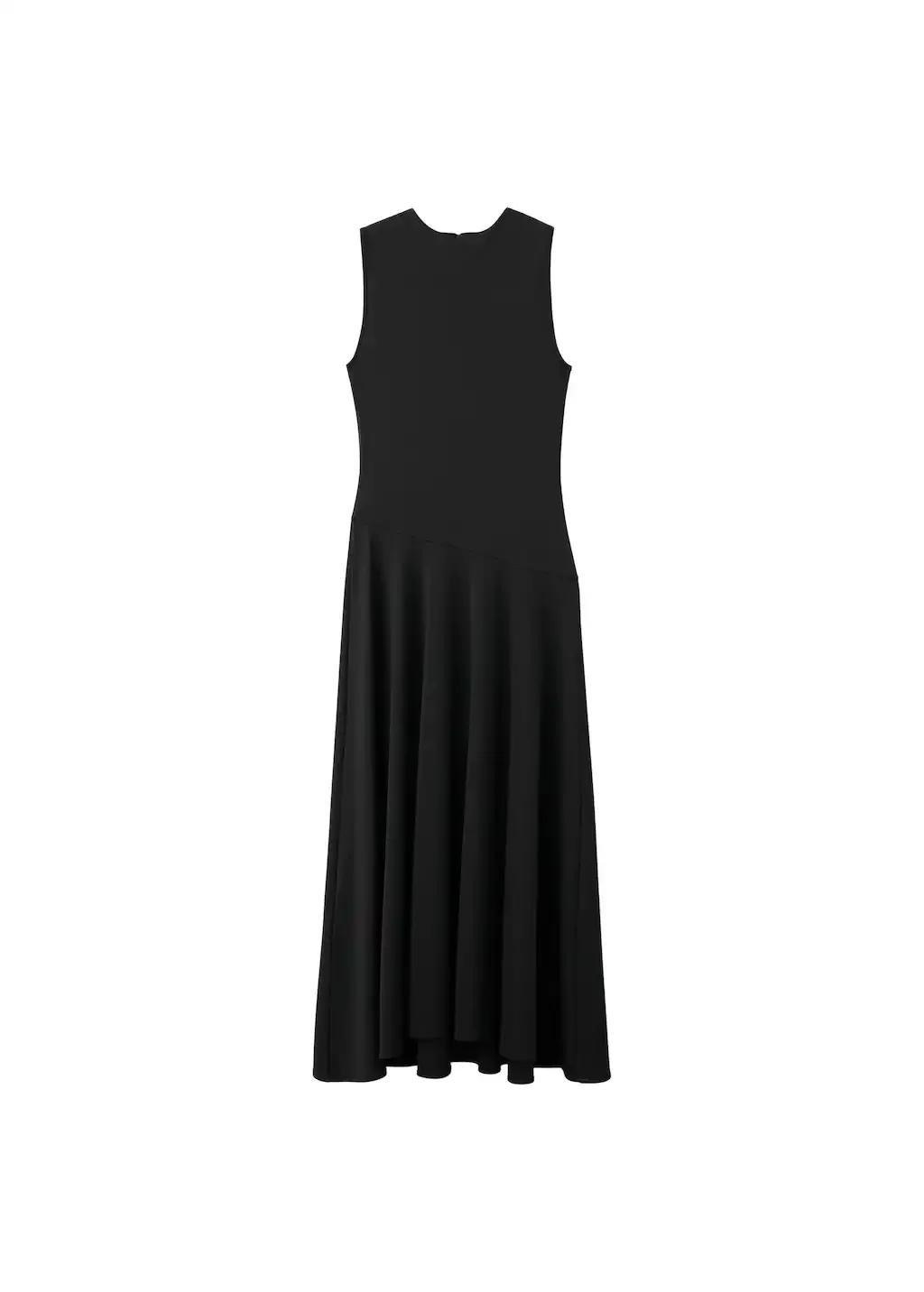 BLACK Pleated A-line dress, 0201_99, large image number 7