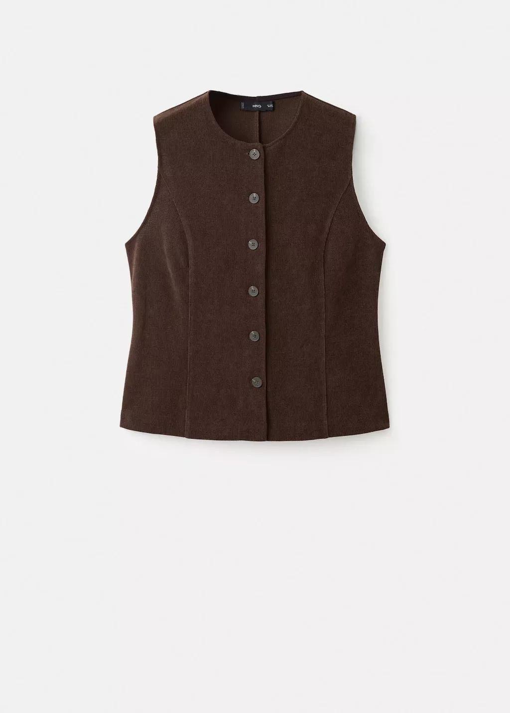 Brown Corduroy Top With Buttons, 0201_30, large image number 0