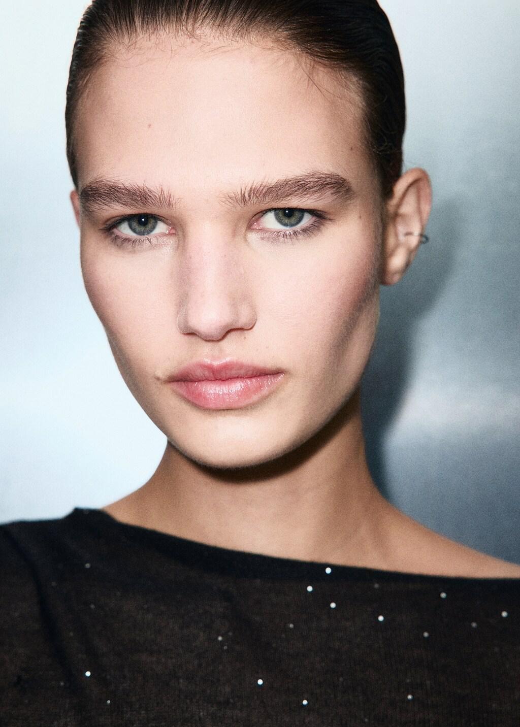 BLACK Shiny boat-neck top, Black, large image number 4