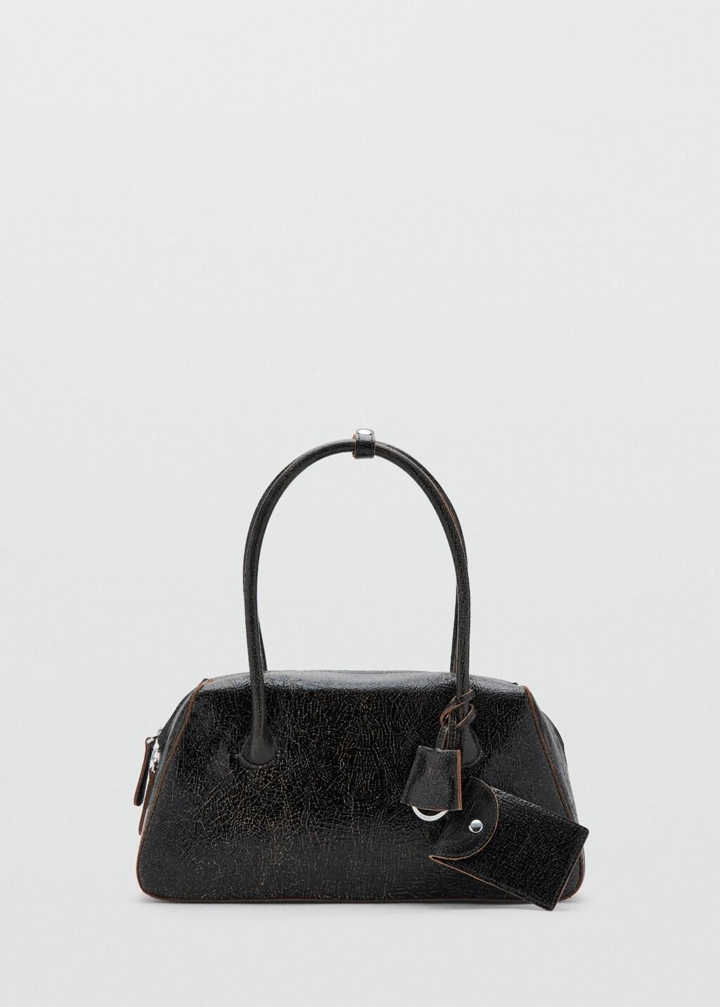 Black Leather Shoulder Bag With Charms, 0201_99, large image number 2