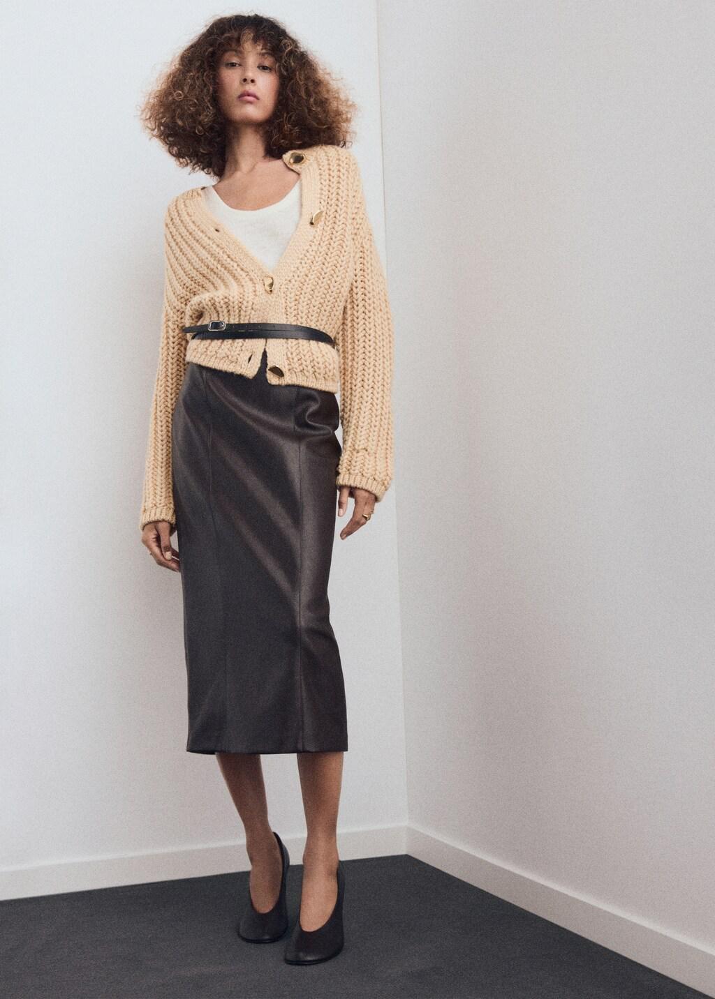 LIGHT BEIGE Chunky-knit cardigan with jewel buttons, 0201_08, large image number 0